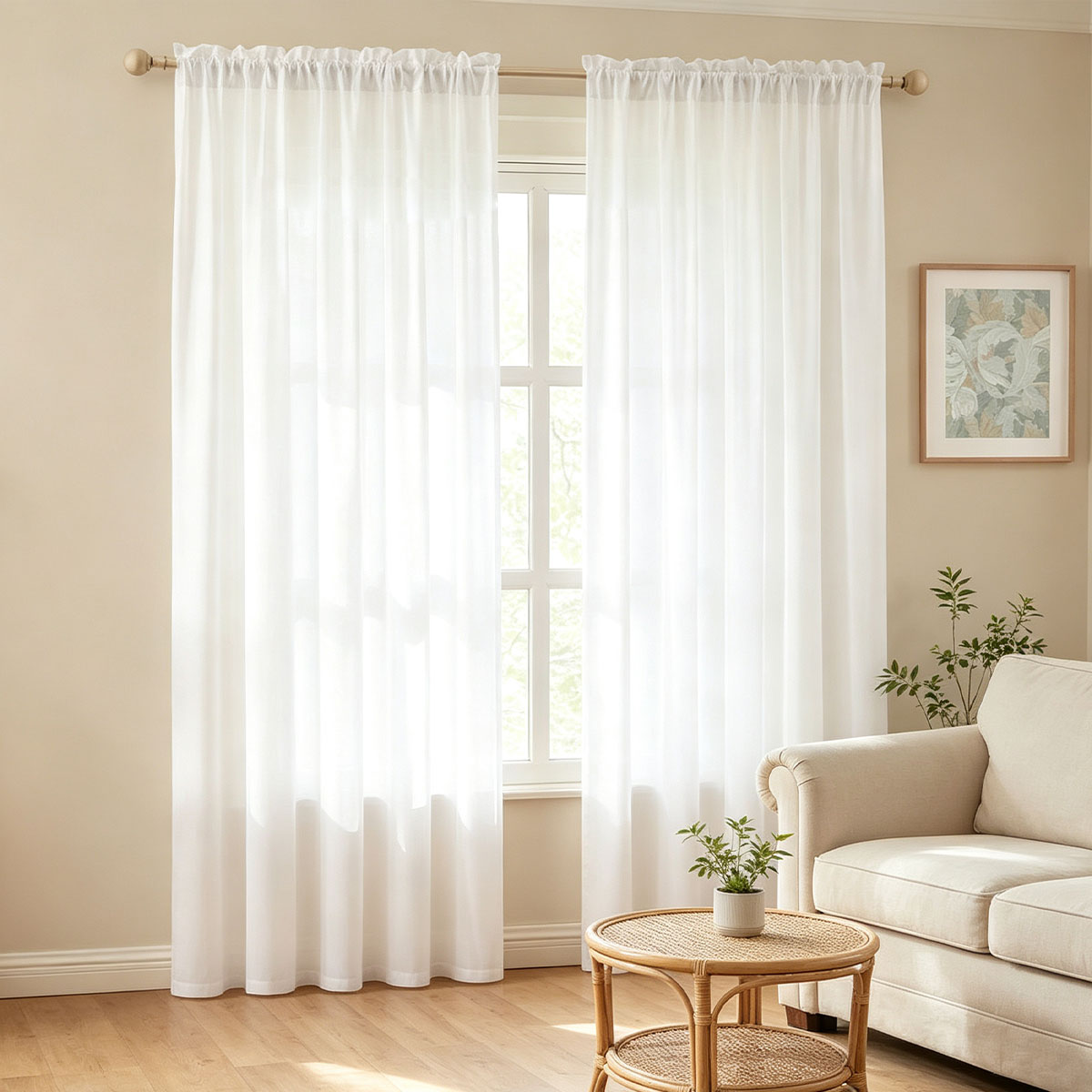 Privacy Filter 2Pack - 2 Paket Gorden Sheer Putih Polos