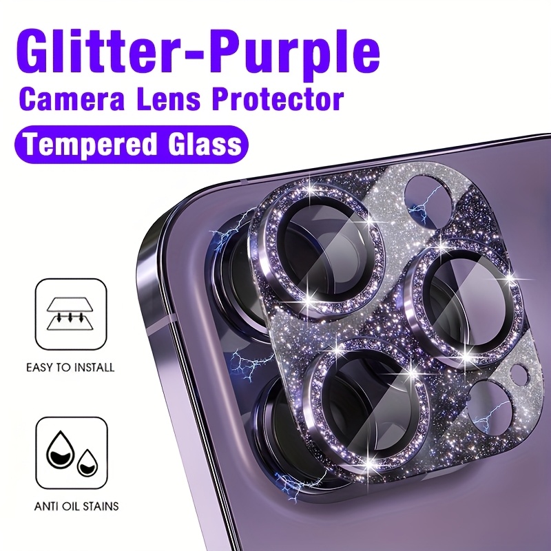 Tempered Glass Screen 9H - 1 Buah Pelindung Lensa Kamera Glitter-Ungu