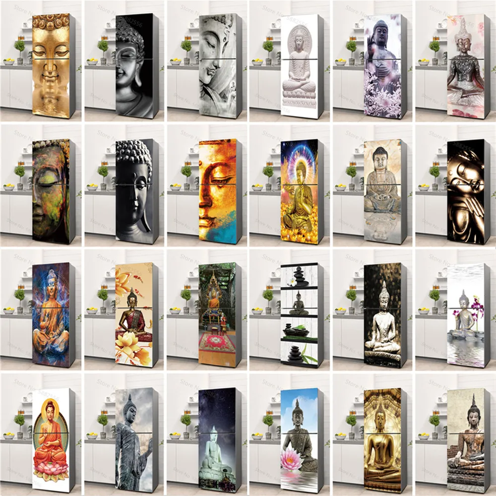 Stiker Kulkas Vinil Seni Buddh - Full Cover Adhesive ulasan dan harga
