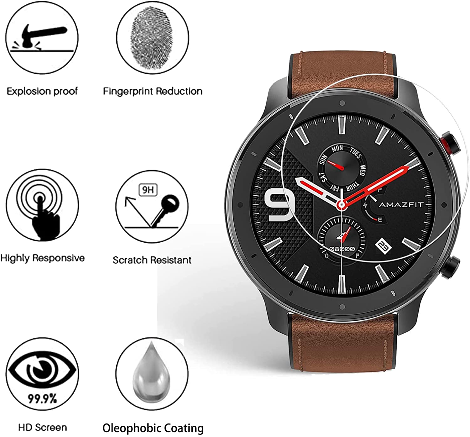 9H kaca Tempered Film untuk Am - Smartwatch Screen Film ulasan dan harga