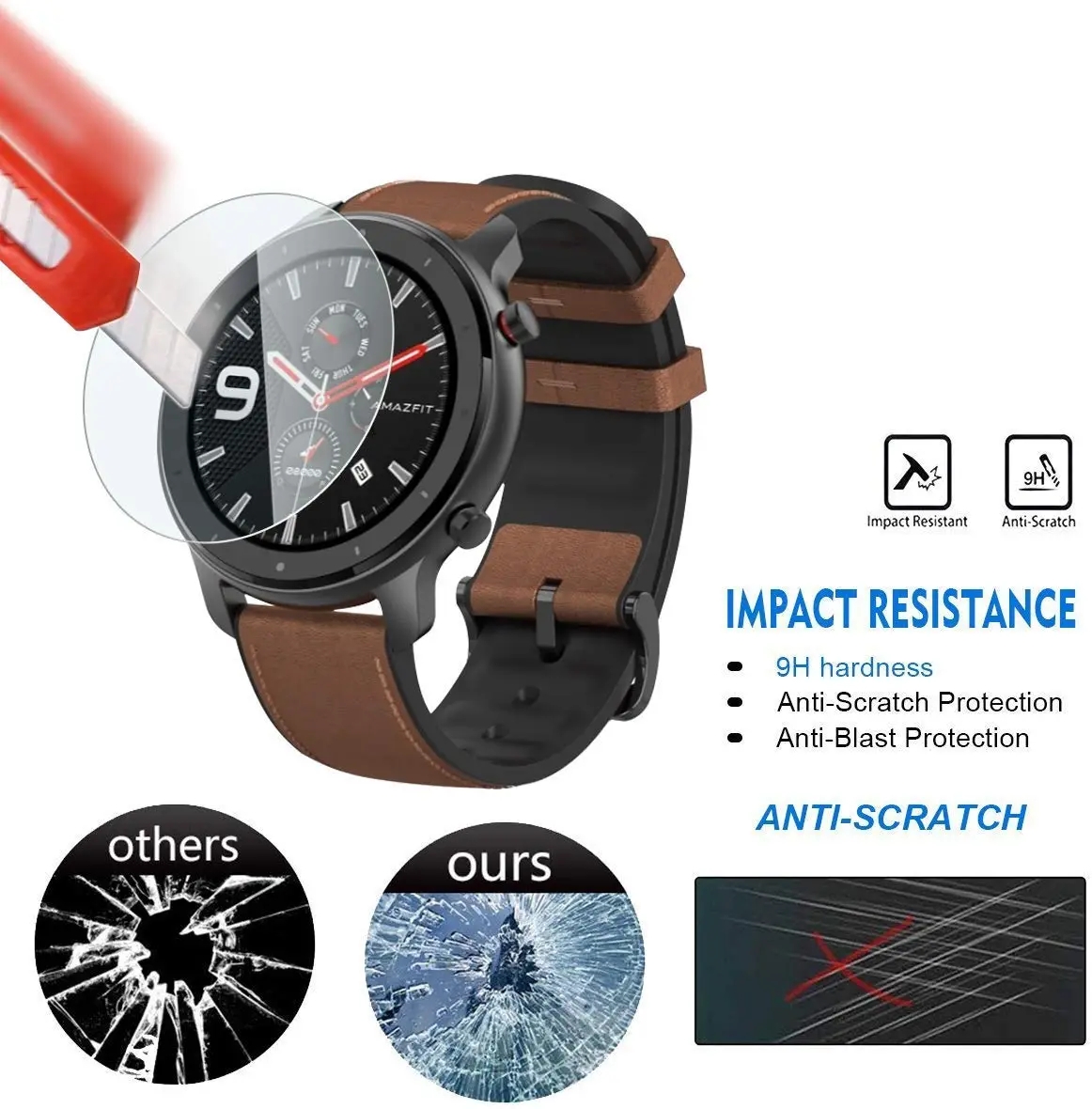 9H kaca Tempered Film untuk Am - Smartwatch Screen Film ulasan dan harga